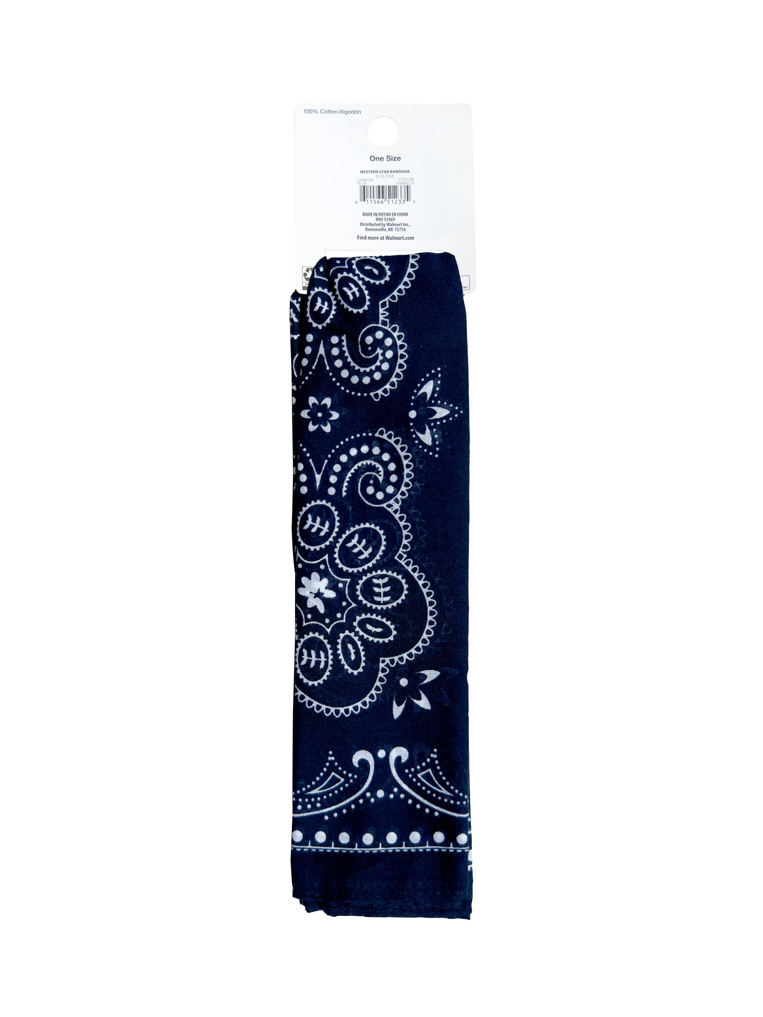 Time and Tru Women's Western Star Bandana, Blue Cove, One Size Fits Most
