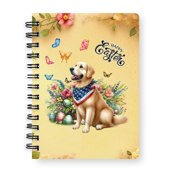 Golden Retriever Celebrates Spring and Enjoys a Happy Easter Spiral Bound Journal Goldens Dog Lover Gifts Idea 5x7in Spiral Notebook - 02001