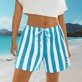 thumbnail image 2 of DeHolifer Women's Beach Lounge Shorts Casual Striped High Waisted Elastic Waisted Drawstring Loose Shorts Sky Blue M, 2 of 8