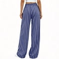 thumbnail image 2 of Bbyeadc Palazzo Pants for Women Drawstring Striped Loose Wide Leg Trousers Casual Pants Comfy Lounge Pants with Pockets,Blue (S), 2 of 6