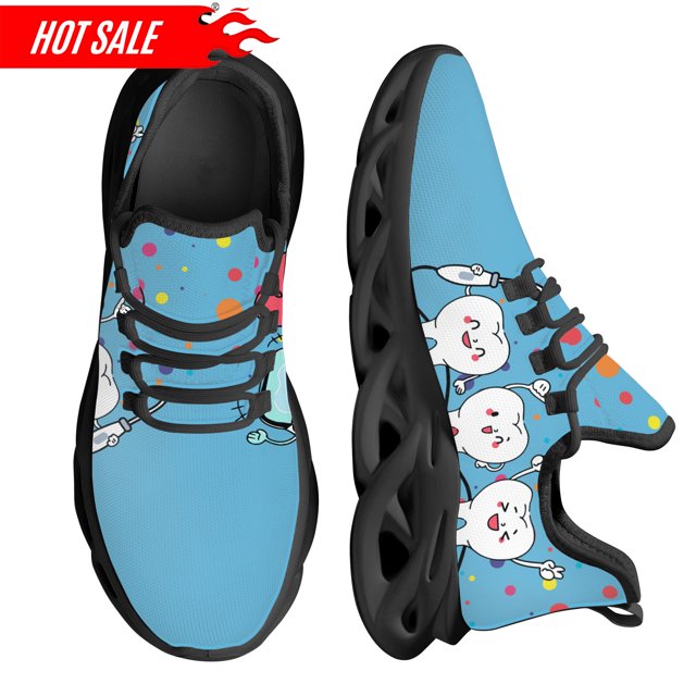 Nueva tendencia, zapatos planos para mujer con estampado de dibujos animados de dentista y dientes, zapatos casuales de malla transpirable, zapatillas para mujer