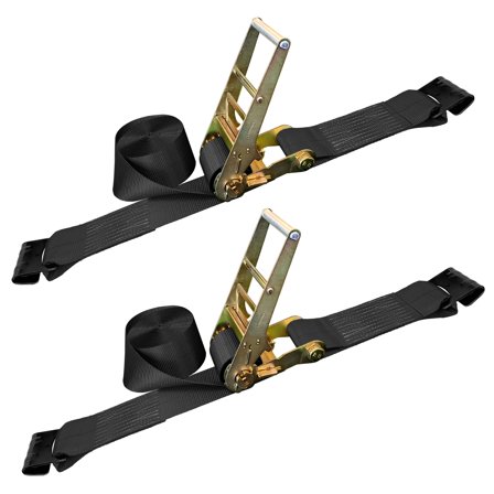 Mega Cargo Control USA 4" x 40' Ratchet Strap Flat Hook Farm Trailer Flatbed Truck Tie Down 2 Pack