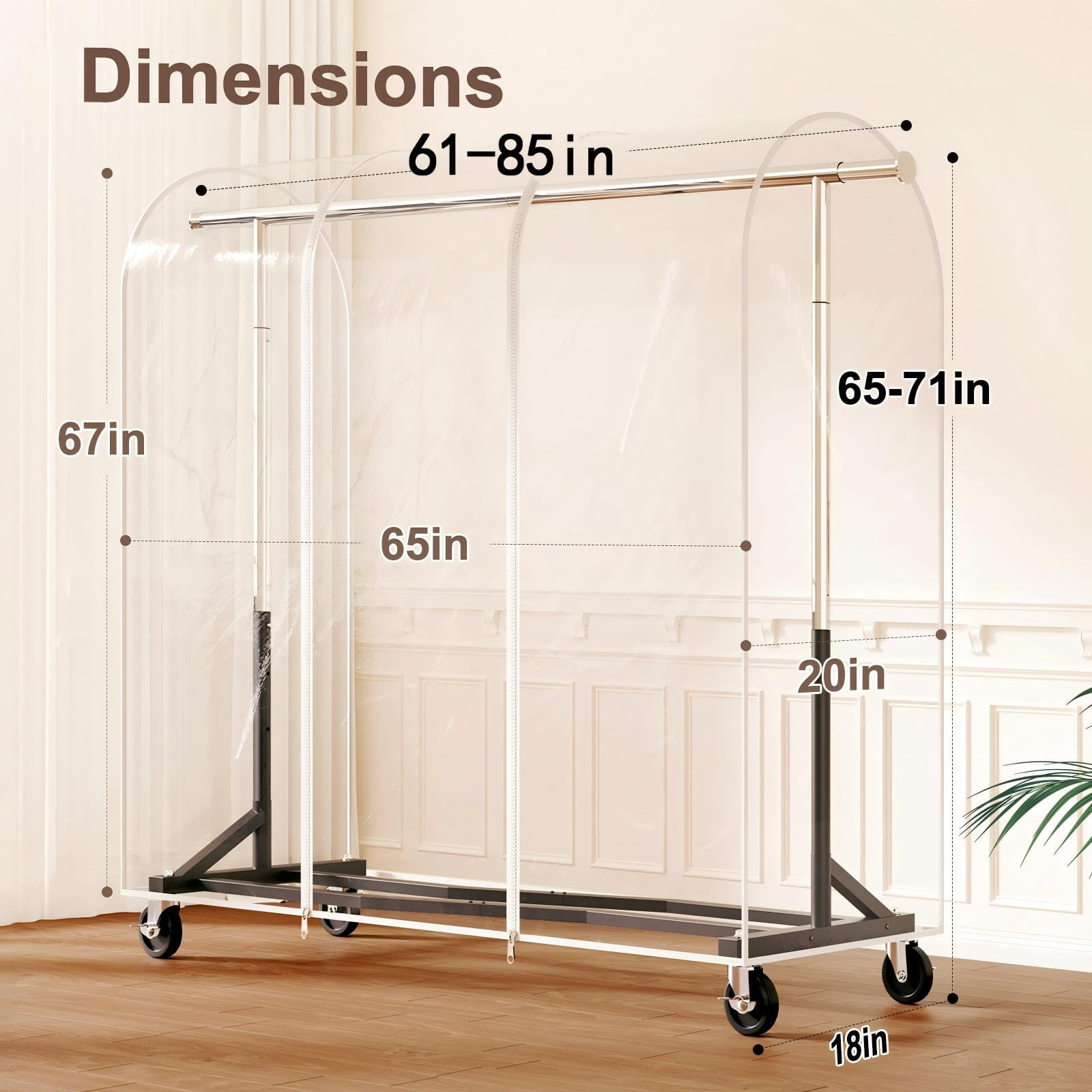 HOKEEPER Heavy Duty Clothing Rack with Cover 450 lbs Capacity