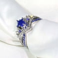 thumbnail image 5 of Couple Rings Matching Rings His Her Ring Stars and Moon Princess Ring Blue CZ Women's Wedding Ring, 5 of 7