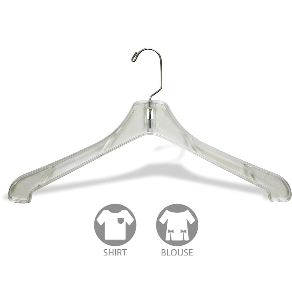 The Great American Hanger Company Heavy Duty Clear Plastic Coat Hanger, Strong 1/2 Inch Thick Hangers with 360 Degree Chrome Swivel Hook box of 100
