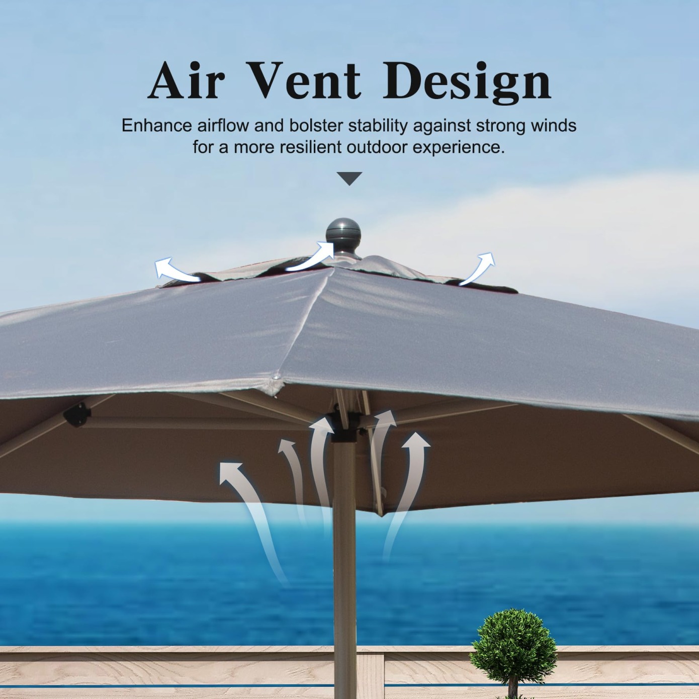 9'X11.5' Adjustment Rectangle Cantilever Umbrella with Push-Button Tilt , Patio Umbrella with Crank Open System, Aluminium Outdoor Umbrella for Backyard, Pool, Grey