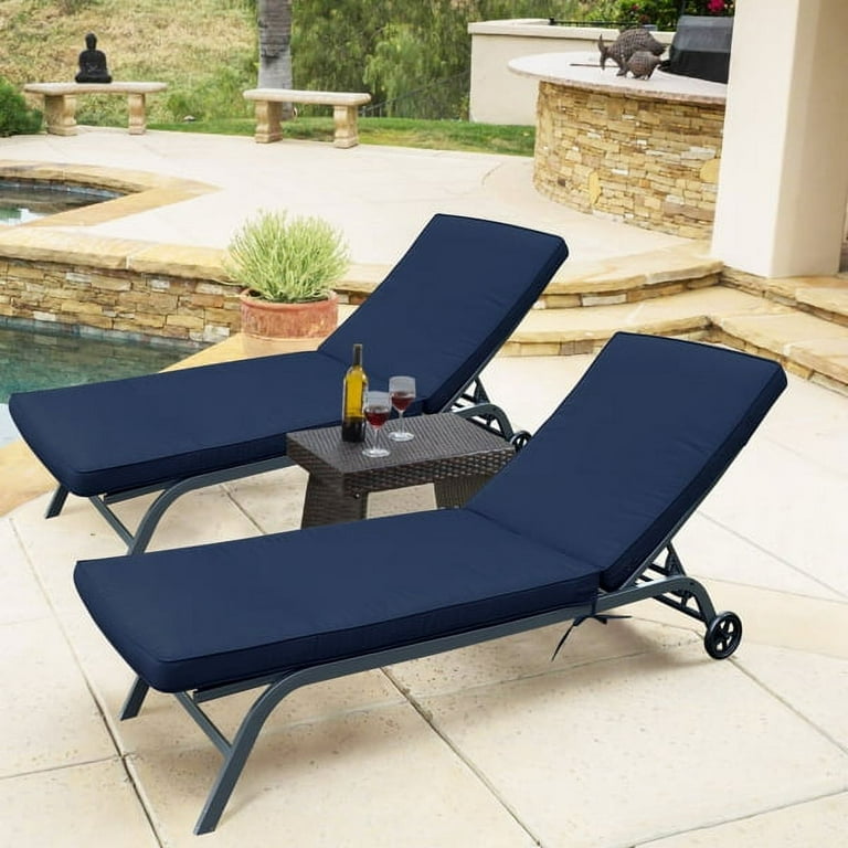 2PCS Outdoor Water Resistant Chaise Lounge Cushions Outdoor Lounge Chair Cushion Replacement Patio Funiture Seat Cushion Chaise Lounge Cushion for