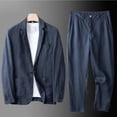 thumbnail image 4 of ZVNAΖH Men's 2 Piece Linen Suits Set Regular Fit Casual Lightweight One Button Blazer Jacket and Pull-on Pant Summer Beach Wedding, M-4XL, 4 of 9