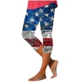 thumbnail image 3 of QATAINLAV Women's 4th of July Outfits 2026 American Flag Capri Leggings Summer Casual Knee Length Yoga Croped Pants Blue M, 3 of 6