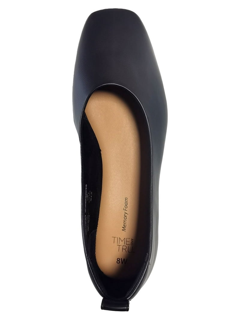 Time and Tru Women's Soft Square Toe Ballet Flats (Wide Width