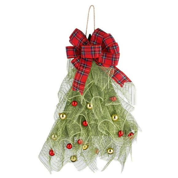 Couronne de Sapin de Noël Faite à la Main pour Porte d'Entrée, Couronne Lumineuse de Noël avec Lumières LED, Couronne de Porte d'Entrée de Ferme avec Ornements de Boules pour Décoration de Porte de Noël