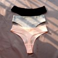 thumbnail image 1 of Tanga de algodón acanalado sin costuras para mujer, 3 uds., bragas de Bikini de cintura baja simples para mujer, ropa interior deportiva para chicas de talla grande Dengxun unisex, 1 of 2