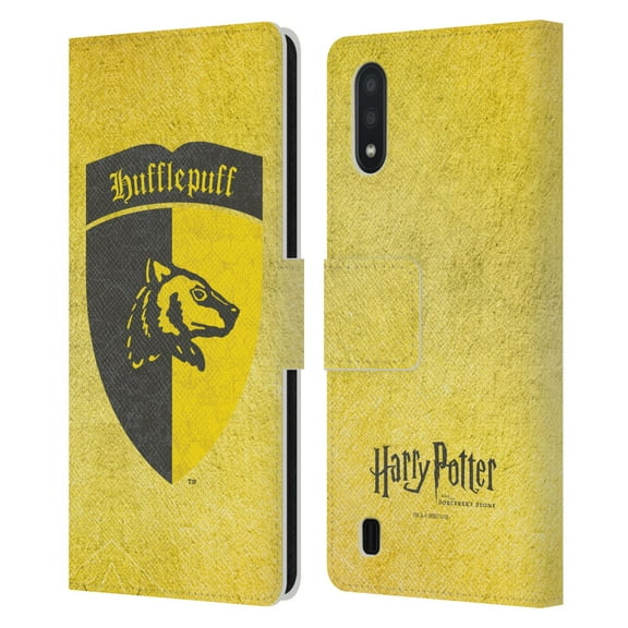 Head Case Designs Officially Licensed Harry Potter Sorcerer's Stone I Hufflepuff Crest Leather Book Wallet Case Cover Compatible with Samsung Galaxy A01 (2020)