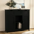 thumbnail image 4 of Storage Cabinets With Drawers And Shelves - Black, Multifunctional For Living Room, Bedroom, Bathroom, Made Of Particle Board, 32.01 In. Depth, 35.21 Width, 11.79 Height Wide Black Cabinet Bedroom, 4 of 4