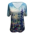 thumbnail image 3 of Birdeem Mode Femme Blouse à Manches Courtes Imprimée Col en V T-Shirt d'Été, 3 of 5