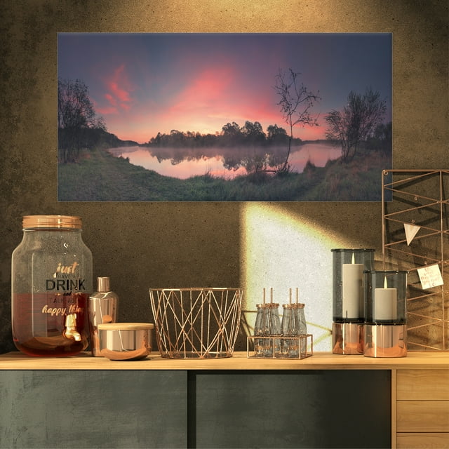 Purple Tinged Spring Mountains - Landscape Artwork Canvas