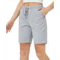 thumbnail image 4 of Stelle Women's 7" Bermuda Shorts Casual Drawstring Cotton Lounge Shorts with Pockets,Above Knee Length Athletic Running Workout Yoga Sweat Shorts,Summer Loose Comfy Lightweight Pants,XS-XXL Gray, 4 of 7