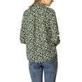 thumbnail image 4 of INSPIRE CHIC Valentine's Day Women's Button Down Shirt Ditsy Floral Long Sleeve Point Collar Office Top L Dark Green, 4 of 9