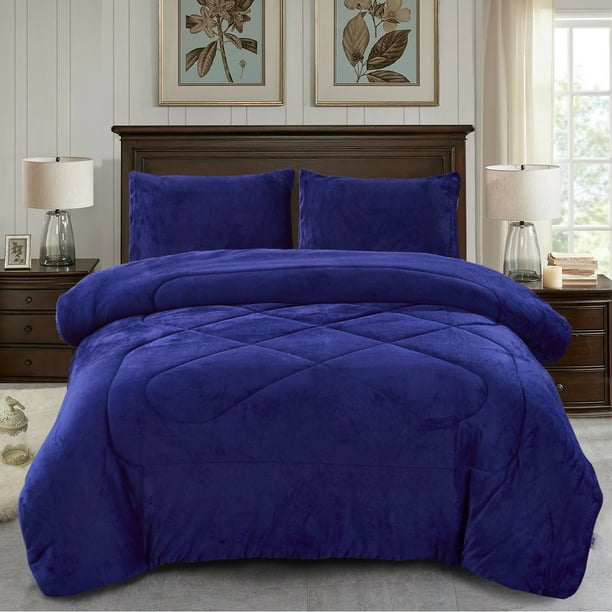 Jin Mai Lan Solid Navy Fleece heavy thick blanket Bed Blankets, King, Blue,  3-Pieces - Walmart.com