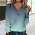 thumbnail image 7 of VgaVtl T Shirts for Women Plus Size Long Sleeve V-Neck Tops for Women Loose Green Gradient Color Workout Button Casual Shirts,M, 7 of 7