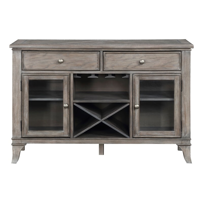 Lexicon Garner Wood Dining Room Server with wine rack in Brown Gray
