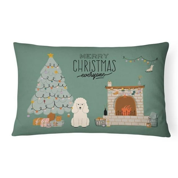 12 x 3 x 16 in. White Poodle Christmas Everyone Canvas Fabric Decorative Pillow