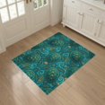 thumbnail image 3 of ODIKA 3'x5' Washable Accent Rug Pet Friendly, Non-Shedding Mat Mosaic Wave Stained Entryway Teal Beachy Nautical Turtle Ocean Playful for Bedside, Nursery Room, 3 of 7
