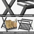 thumbnail image 2 of BAMBOOHOMIE Bamboo Luggage Rack for Guest Room, Wide Suitcase Stand with Storage Shelf, Folding Luggage Stand Holder for Bedroom Hotel Suitcases, Black, 2 of 8