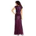 thumbnail image 3 of Adrianna Papell Robe Longue Perlée à Col en V pour Femmes avec Manches Courtes et Ceinture, Cassis, 12, 3 of 3