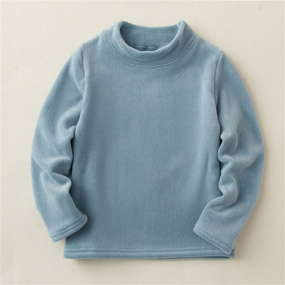 ZOYOEN Boys Fleece Shirts- Long Sleeve Warm Crewneck Casual Kids Fall Winter Clothes Blue Size 4-14