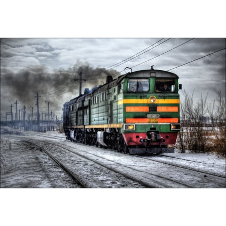 24"x36" Gallery Poster, 2TE10U Russian Locomotive soviet train