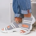 thumbnail image 4 of Ladies Sandals Ladies Mid Heel Mesh Slip On Sporty Rubber Toe Covered Platform Sandals Slippers Woman Grey 38, 4 of 6