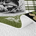 thumbnail image 5 of meiyoeat Rustic Outdoor Fishing Bed Spread Queen for Men Boys, Vintage Forest Plaid Camo Queen Coverlet Set, Olive Green, 3-Piece, 5 of 7