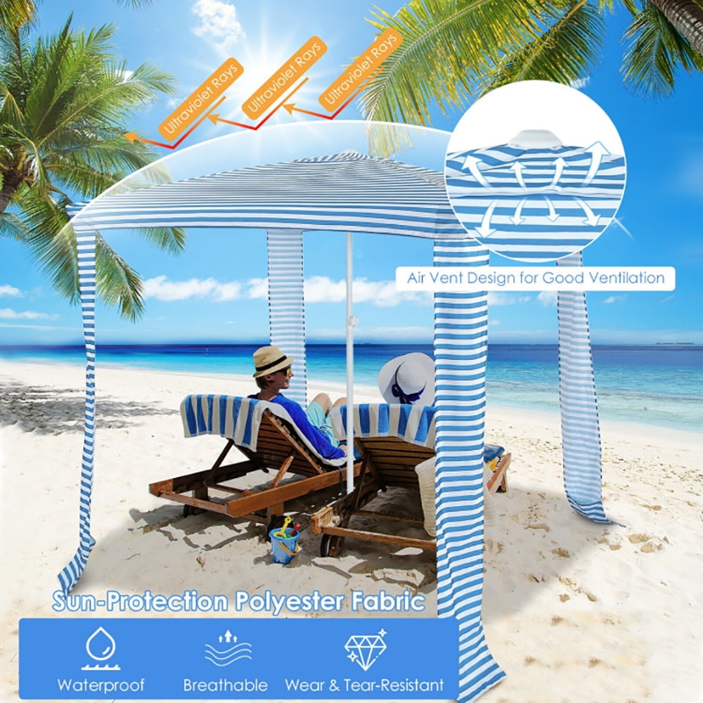 Aimee Lii 6.6 x 6.6 Feet Foldable and Easy-Setup Beach Canopy With Carry Bag, Backyard Canopy Gazebo for Party Wedding BBQ Events, Blue Aimee Lii 6.6 x 6.6 Feet Foldable and Easy-Setup Beach Canopy With Carry Bag, Backyard Canopy Gazebo for Party Wedding BBQ Events, Blue