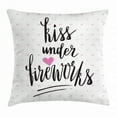 thumbnail image 1 of Kiss Me Throw Pillow Cushion Cover, Hand Written Calligraphy with Heart Love Motif on Lipstick Stain Pattern, Decorative Square Accent Pillow Case, 16 X 16 Inches, Black Pink and White, by Ambesonne, 1 of 2