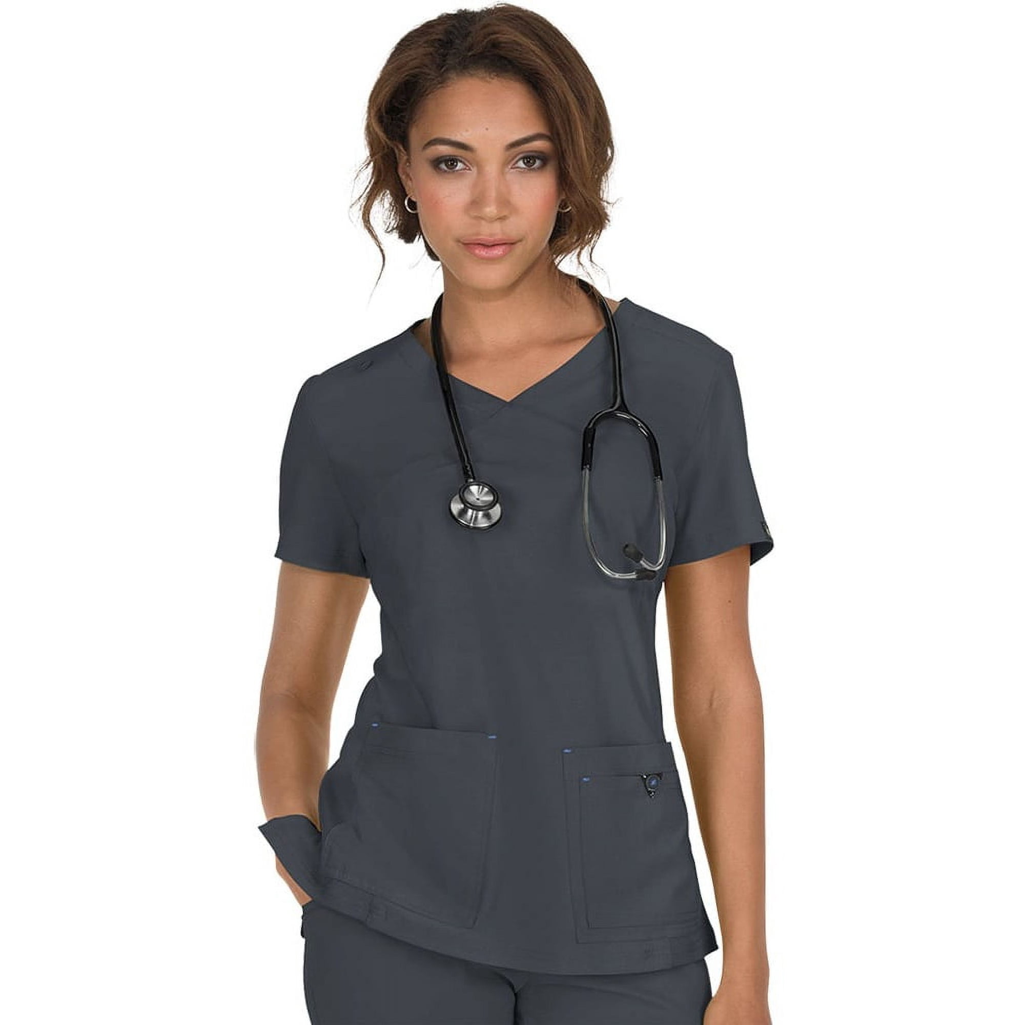 Koi Basics 374 "Katie" Mock Wrap Top- Charcoal- 3X-Large