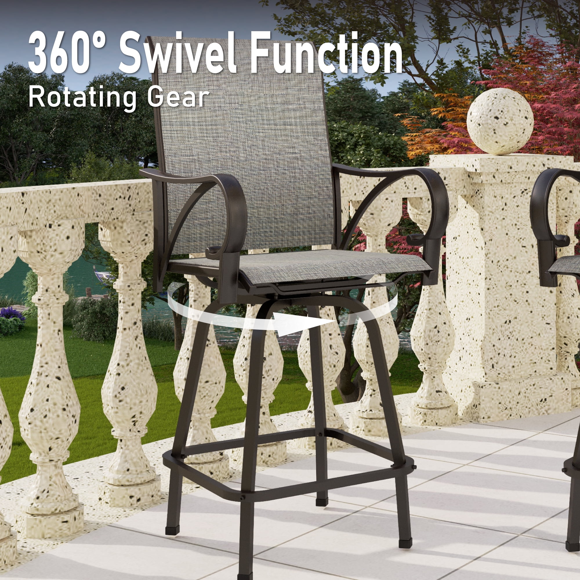 Summit Living 3-Piece Outdoor Swivel Bar Stool Bistro Set