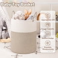 thumbnail image 2 of Large Laundry Hamper, 58L Tall Laundry Basket, Baby Nursery Hamper for Blanket Storage, Clothes Hamper for Laundry in Bedroom,15 x 20 inches, Light & Brown, 2 of 7