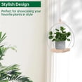 thumbnail image 3 of Modern Hanging Plant Stand, Metal Ring with Wooden Shelf Planter Hanger, Indoor Outdoor Boho Decor for Succulents & Small Plants, Space-Saving Hanging Basket, 3 of 6