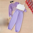 thumbnail image 4 of TTUHYWXI Girls 3 Piece Outfits Long Sleeve Crop Shirts & Cami Tops & Sweatpants Sets Fall Clothes Size 8-14Y (Purple, 9-10 Years), 4 of 4