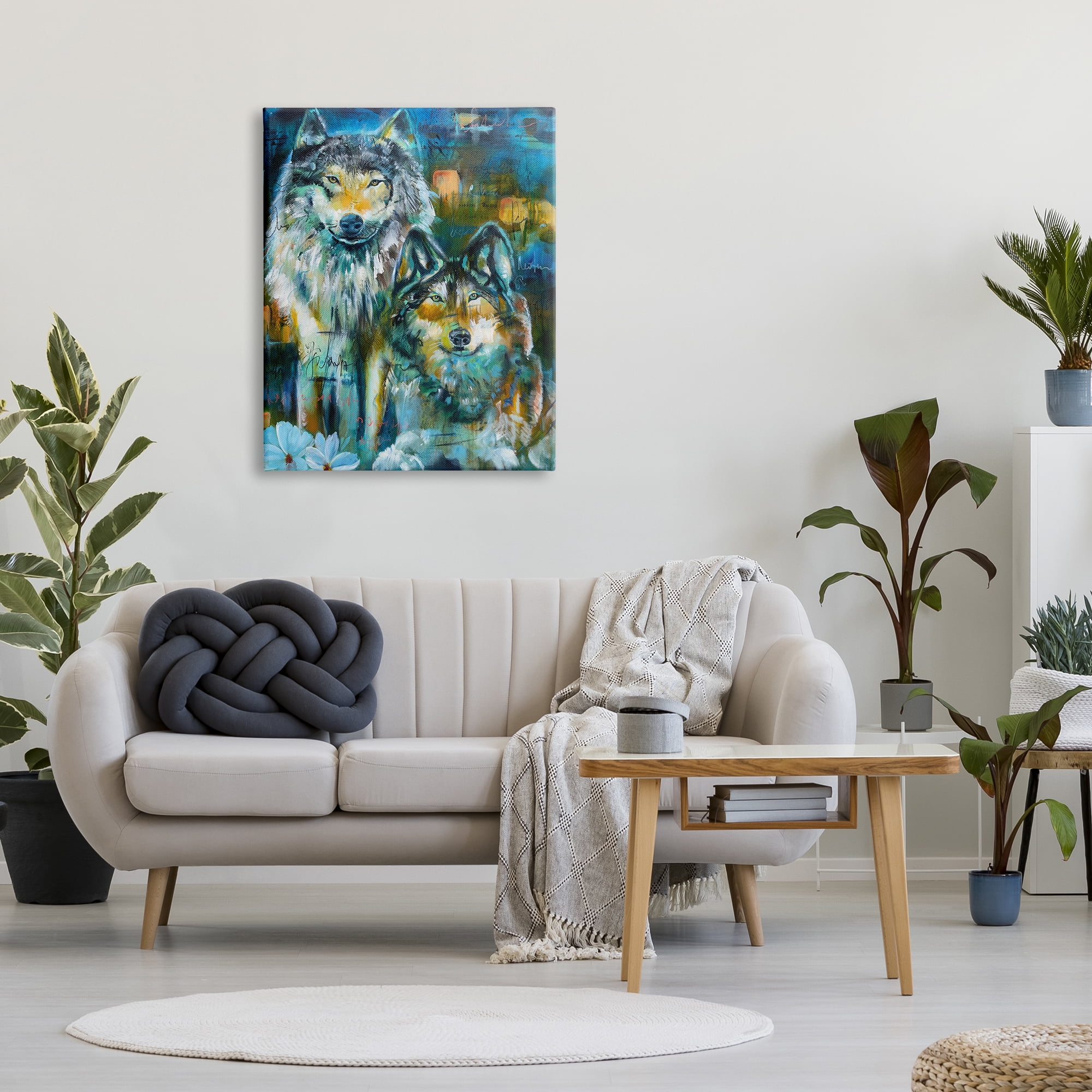 Stupell Industries Abstract Wolf Pair Animals & Insects Painting Gallery Wrapped Canvas Art Print Wall Art, 30 x 40