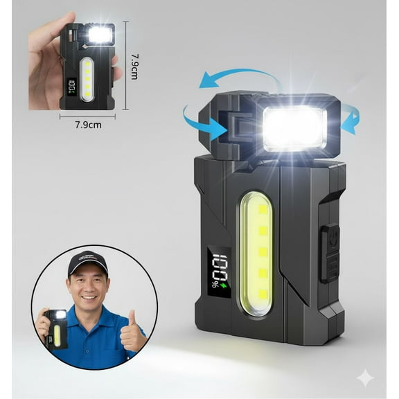 Multi-functional EDC Flashlight, 400LM Rechargeable Work Light, with Magnetic Base & COB Sidelight