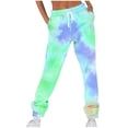 thumbnail image 3 of BiZtdJrK Joggers Sweatpants for Womens Fall Trendy Tie dye Sweatpant Lounge Comfy Cinch Bottom Athletic Pants with Pockets hollday deals Mint Green L, 3 of 5
