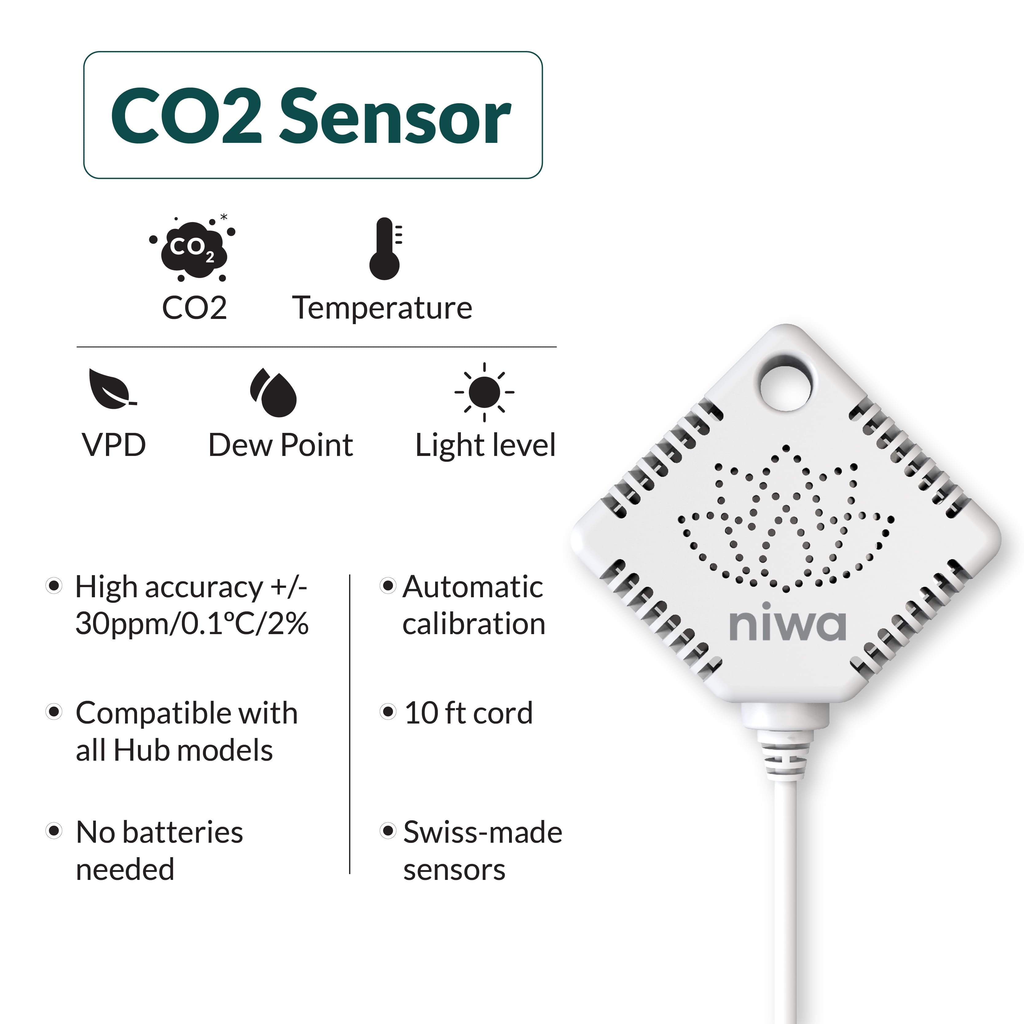 Niwa CO2 Sensor, Compatible with All Grow Hub Models & NOT an
