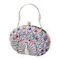 thumbnail image 1 of Bolso de mano con estampado de pavo real para fiestas, compras, desplazamientos, graduación, compromisos. Plata, 1 of 9