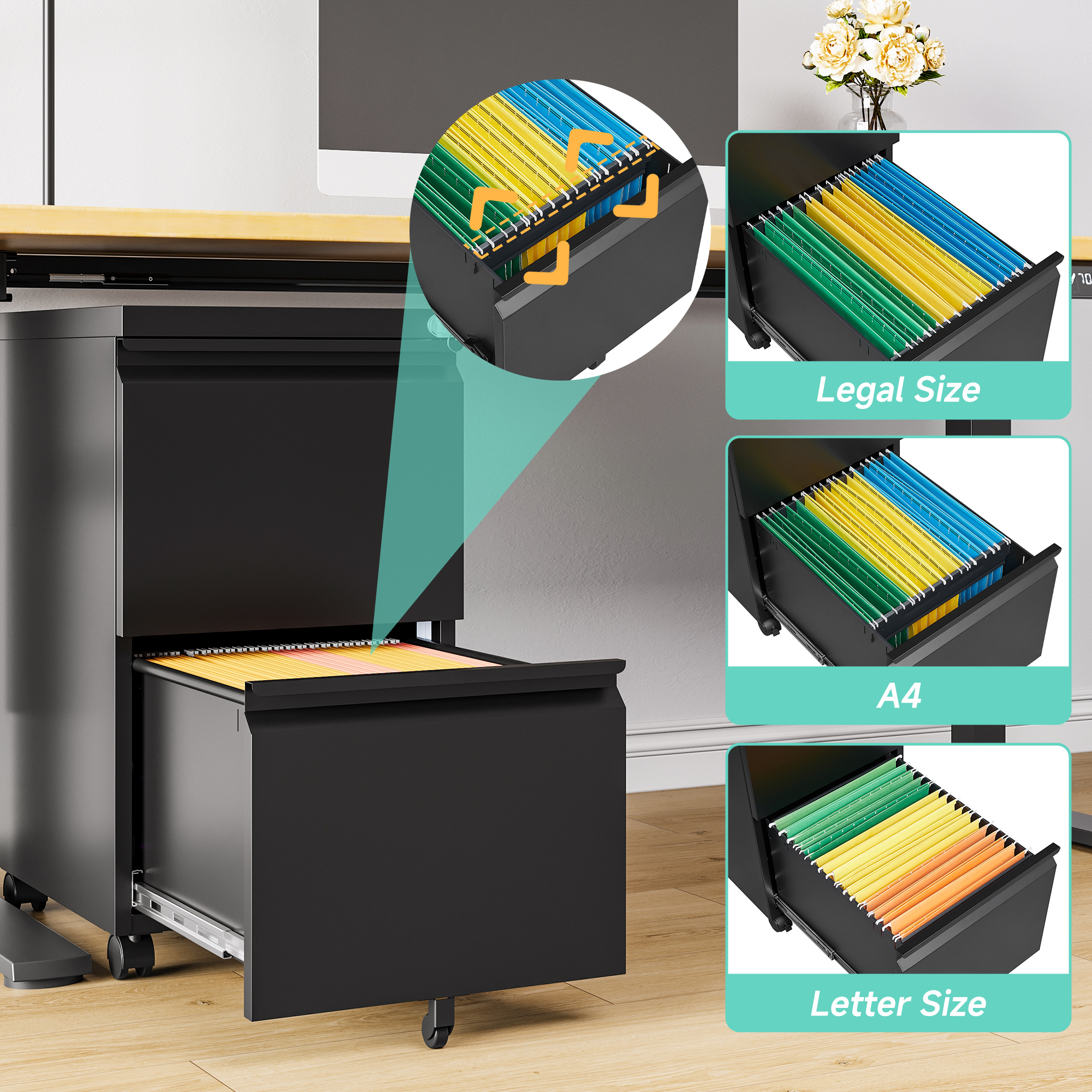 STANI 2 Drawer File Cabinet on Wheels, Home Office Australia | Ubuy