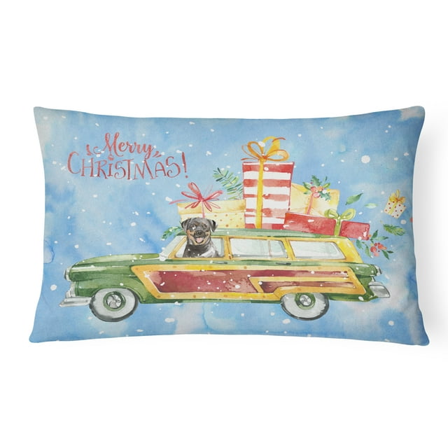 Carolines Treasures CK2417PW1216 Merry Christmas Rottweiler Canvas Fabric Decorative Pillow