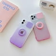 thumbnail image 7 of Gradient Color Crystal Case for iPhone 13 with Ring Holder Slide Camera Lens Protection,Soft Transparent TPU Silicone Shockproof Protective Cover With Stand for iPhone 13 -Pink, 7 of 7