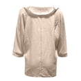 thumbnail image 4 of DuoJiaJ Women Fashion Solid V Neck Casual Pleated Blouse With A Three Quarter Cuff Women's Button Down Shirts Beige XXL, 4 of 5