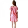thumbnail image 3 of Dames d'Été Robe de Nuit Couleur Unie Grande Taille Service à Domicile Pyjamas à Manches Courtes Rouge XL, 3 of 3